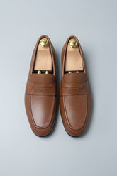 Brown Leather Slip-On Loafers